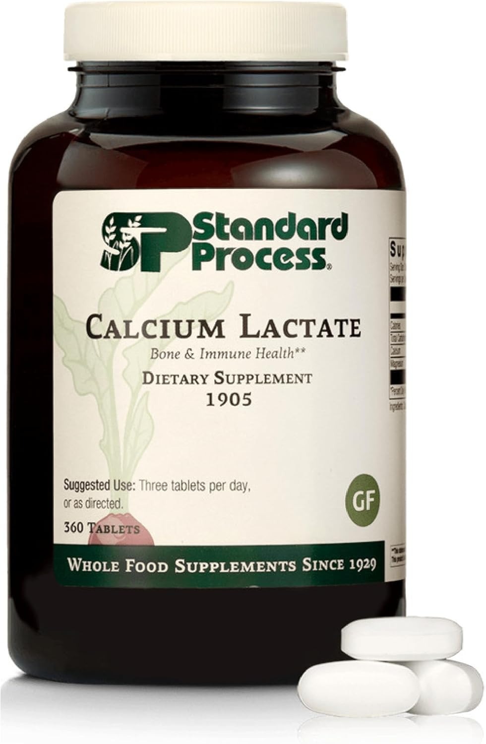 Standard Process Calcium Lactate | Bone & Immune Support | 180 Tablets