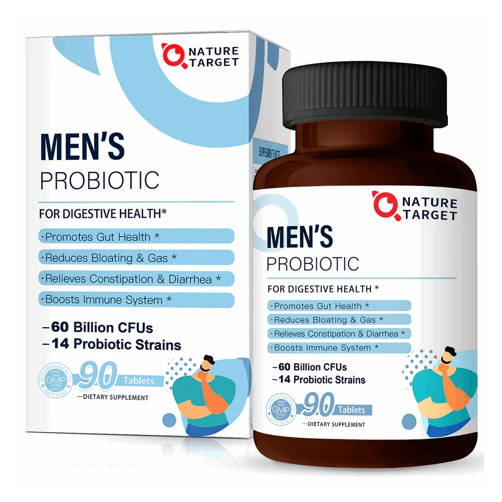 NATURE TARGET Probiotics for Men | 60 Billion CFU | 90 Veggie Tablets