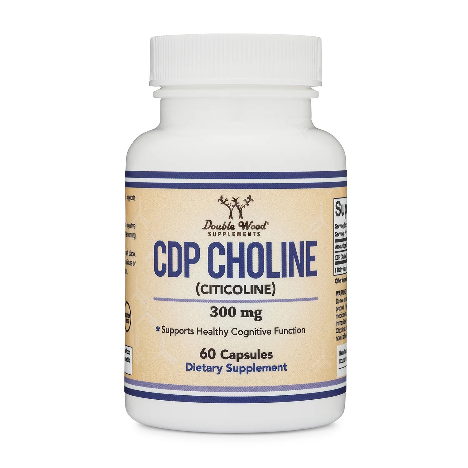 Double Wood Supplements CDP Choline Citicoline | 300mg | 60 Capsules | Pack of 2