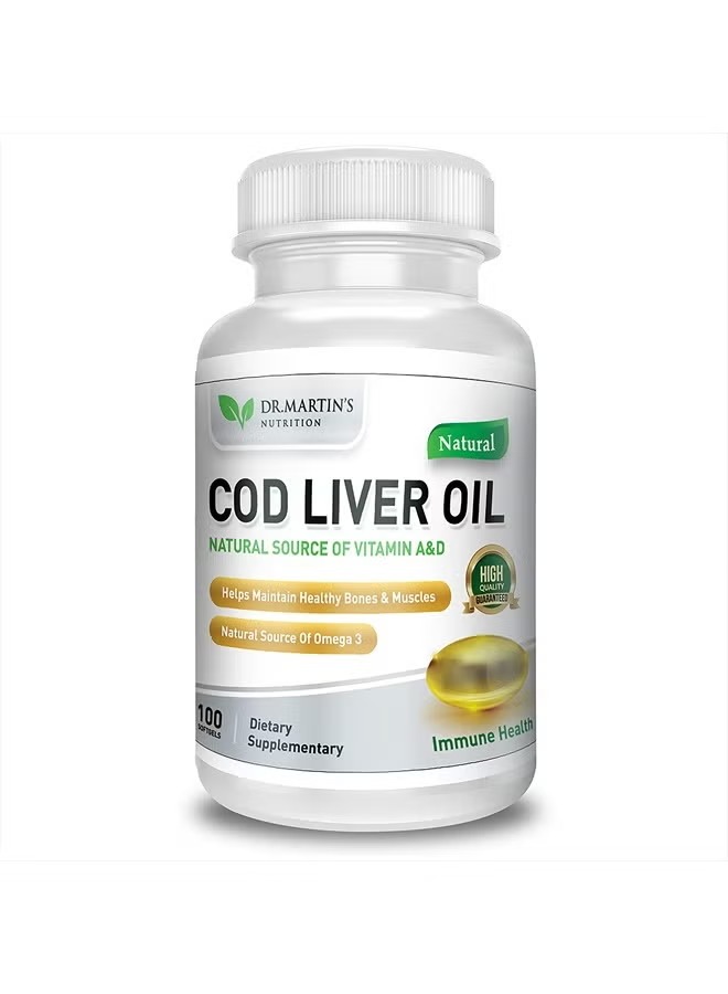 Burpless Cod Liver Oil Softgels | 100 Count | Daily Omega-3 Supplement