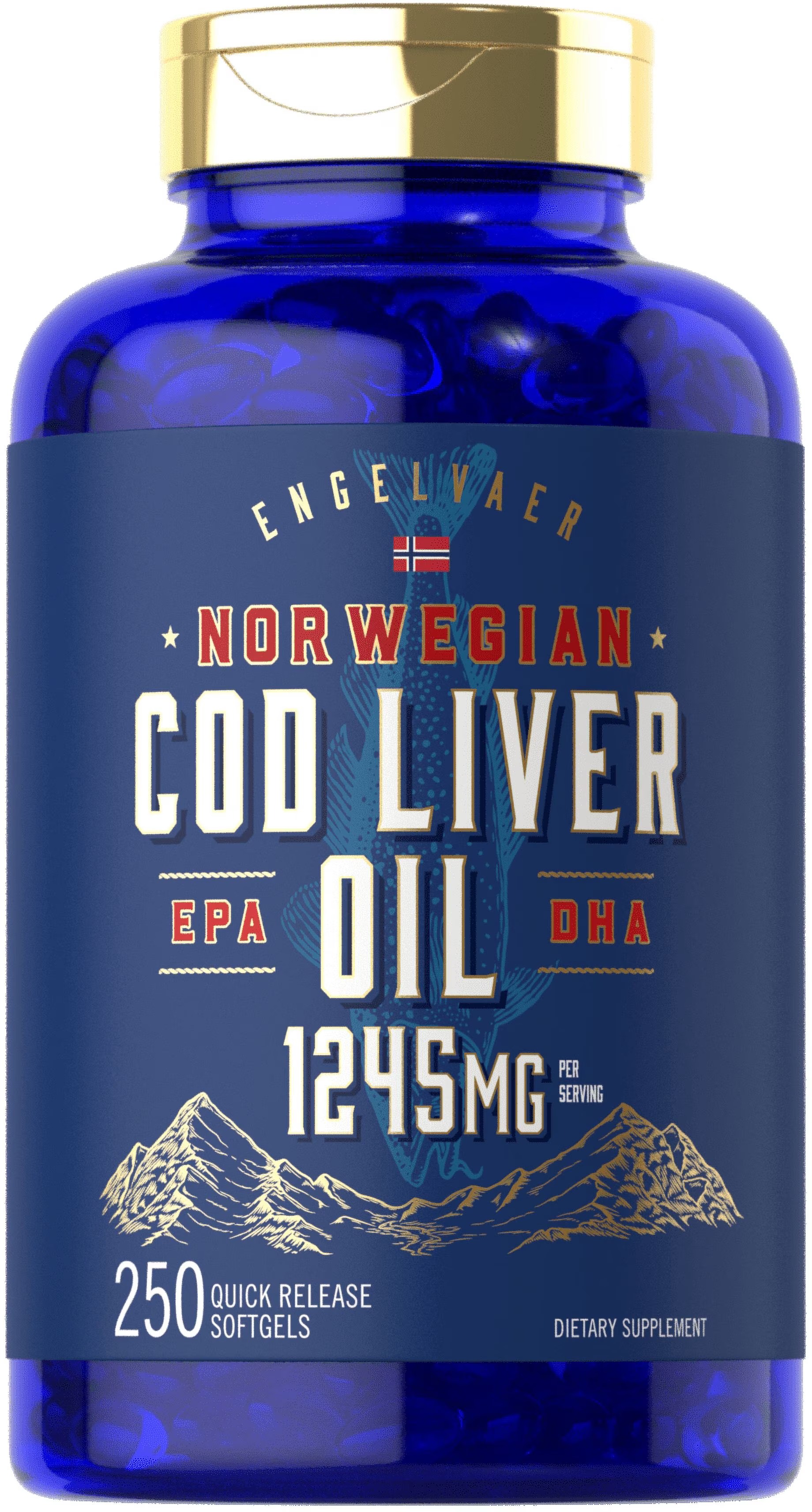 Carlyle Cod Liver Oil Softgels 1245mg | Norwegian Cod Liver Oil | 250 Count