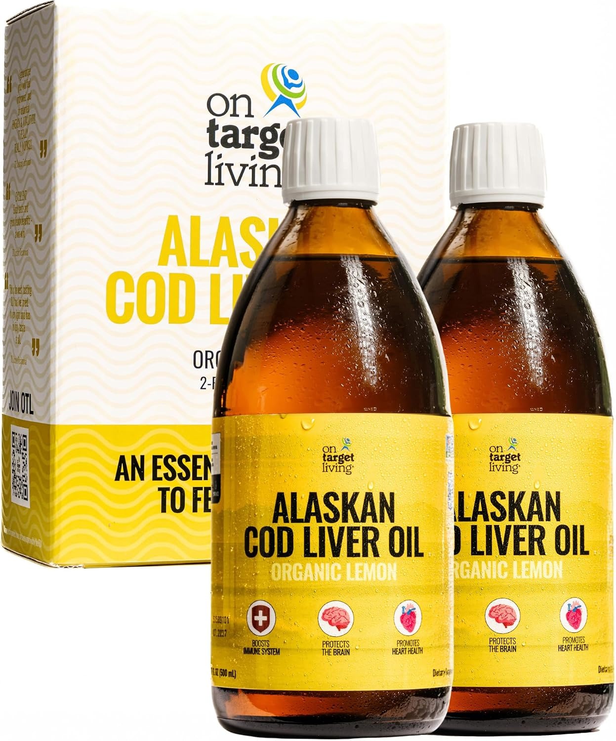 On Target Living Alaskan Cod Liver Oil | Organic Lemon | 16.67 oz | 2-Pack