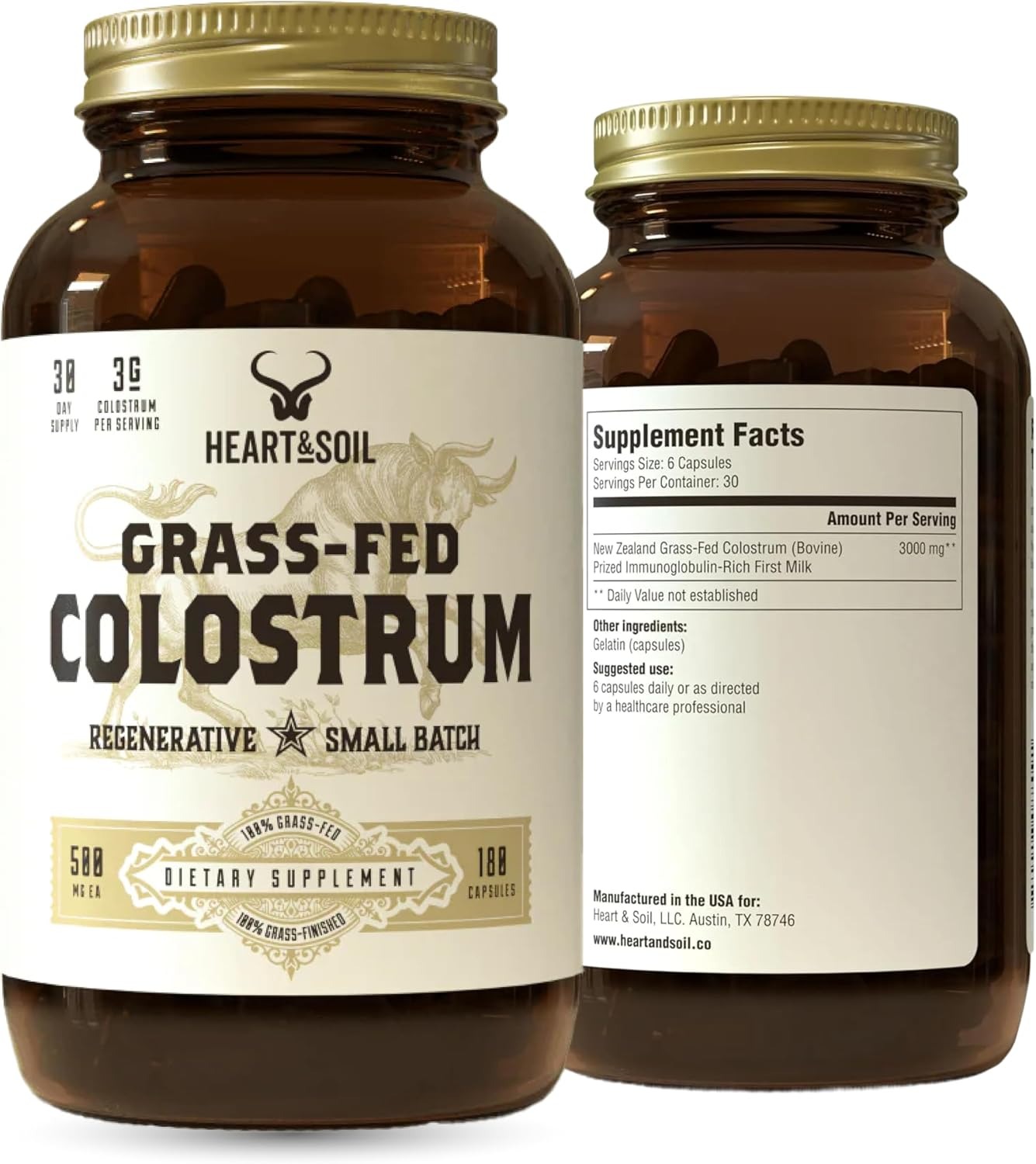 Heart & Soil Colostrum Supplement | 180 Capsules