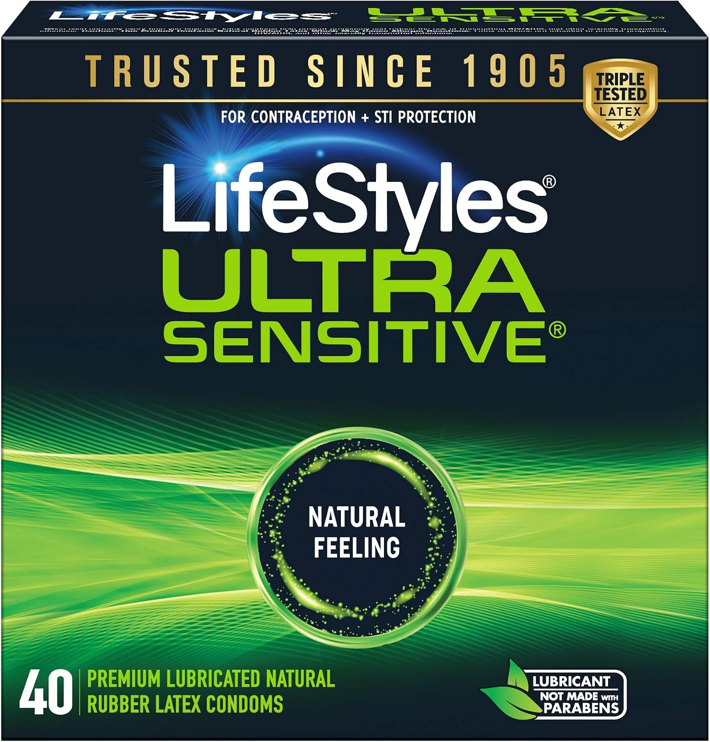 LifeStyles Ultra Sensitive Condoms – Lubricated Latex 40 Ct