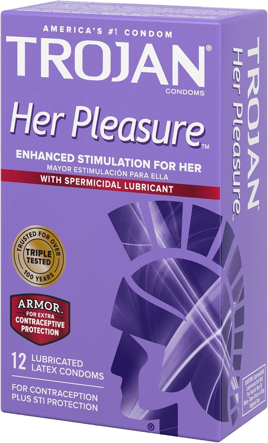 Trojan Her Pleasure Plus 12 Pack – Lubricated Latex Condoms
