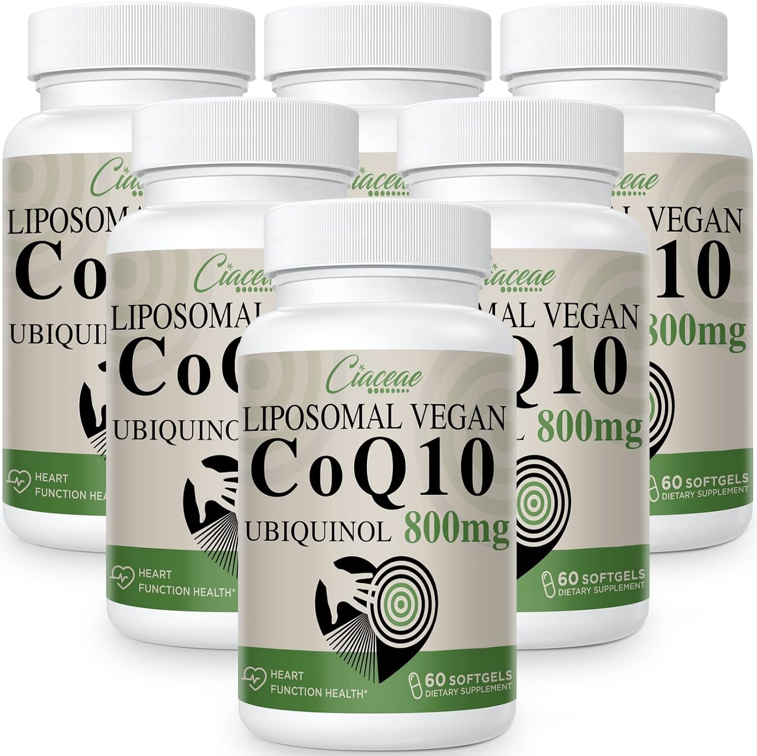 Liposomal CoQ10 800mg Supplement | Pure Ubiquinol | 600 Vegan Softgels