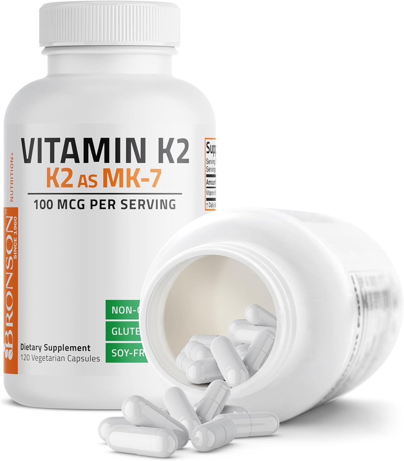 Bronson Vitamin K2 MK-7 100mcg | Menaquinone-7 | 120 Capsules