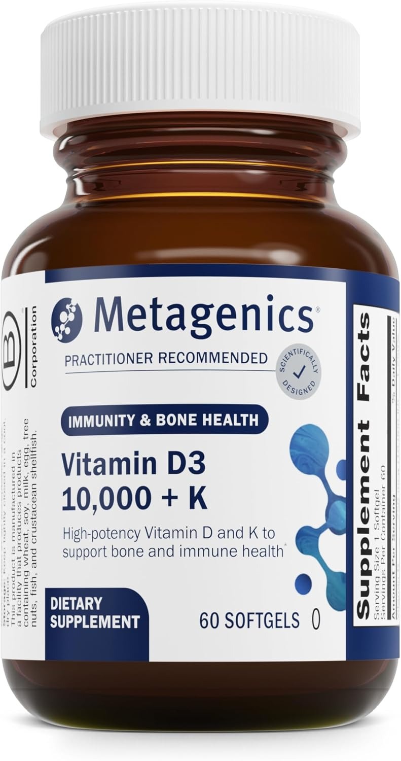 Metagenics Vitamin D3 + K | 5,000 IU D3 with MK-7 K2 | 60 Softgels