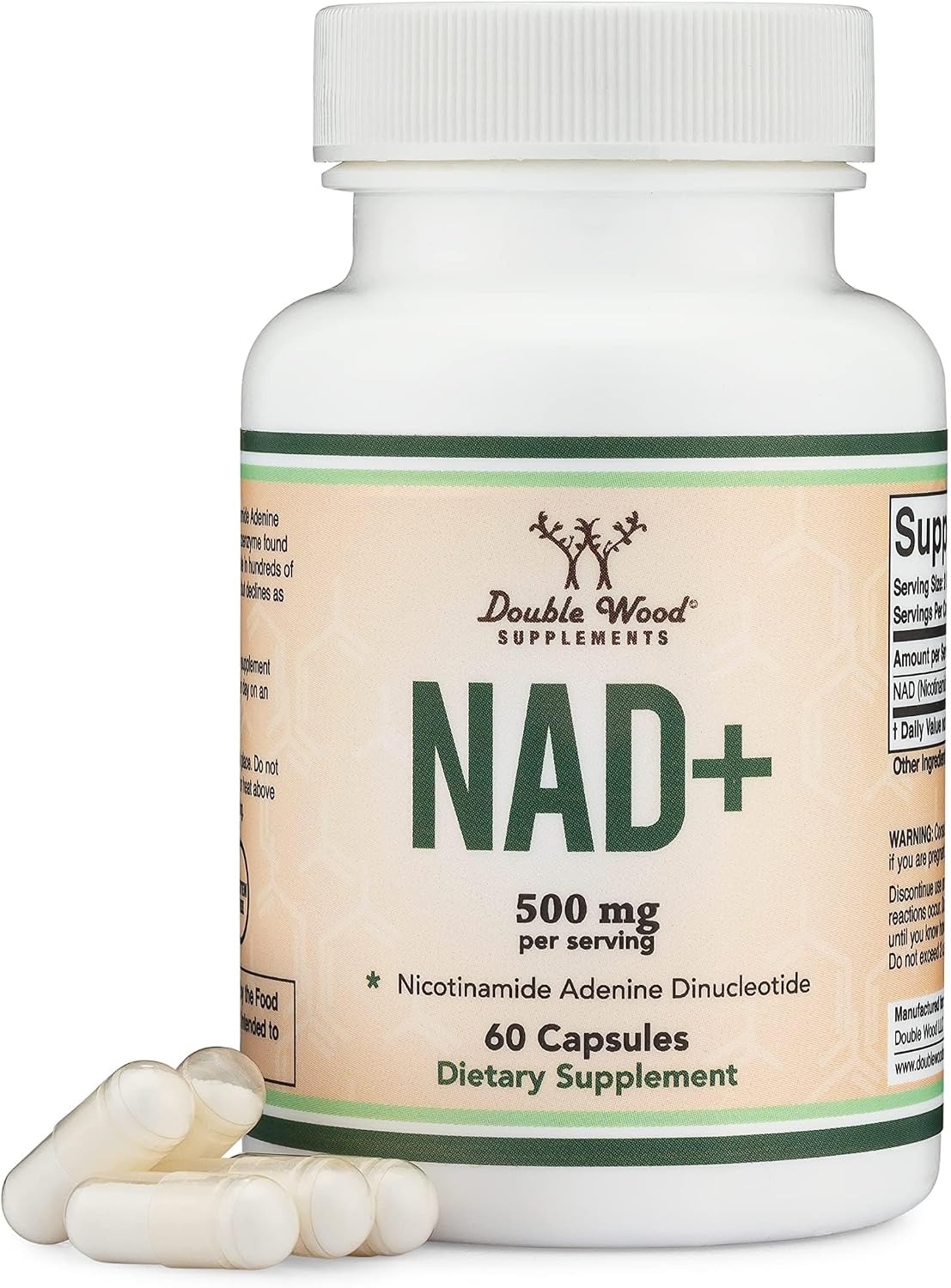 Double Wood NAD+ 500mg Capsules | Daily Cellular Wellness | 60 Count