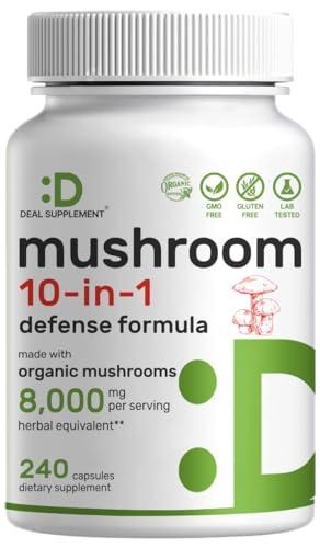 10-in-1 Organic Mushroom Complex | Daily Superfood Supplement | 240