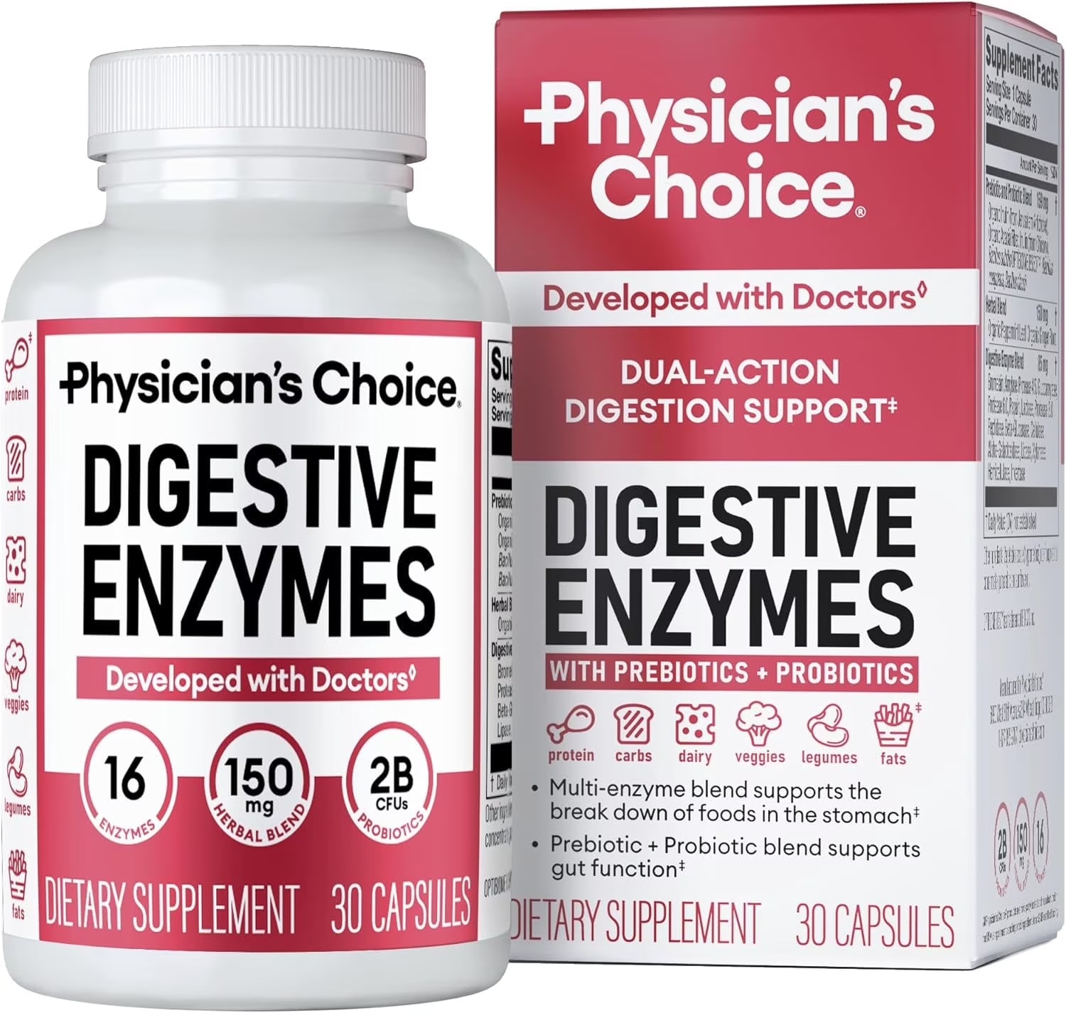 Physician’s Choice Digestive Enzymes | Bloating & Digestion Support | 60