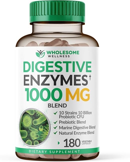 Wholesome Wellness Digestive Enzymes | Prebiotics & Probiotics + Vitamin C