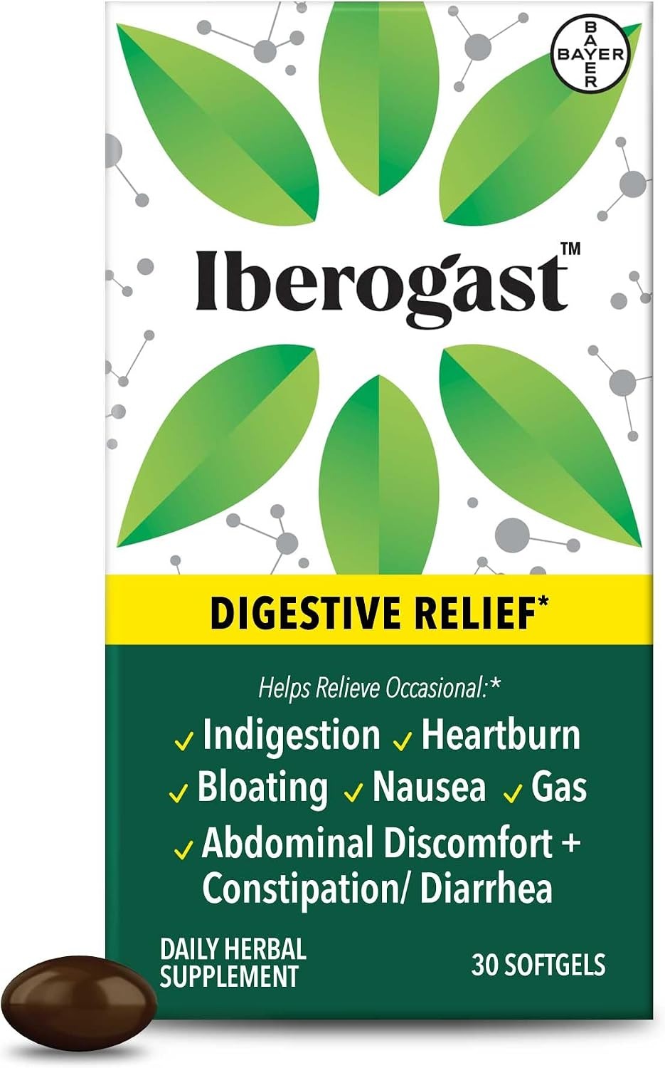Iberogast Softgels | 6-Herb Blend for Digestive Support | 30 Count