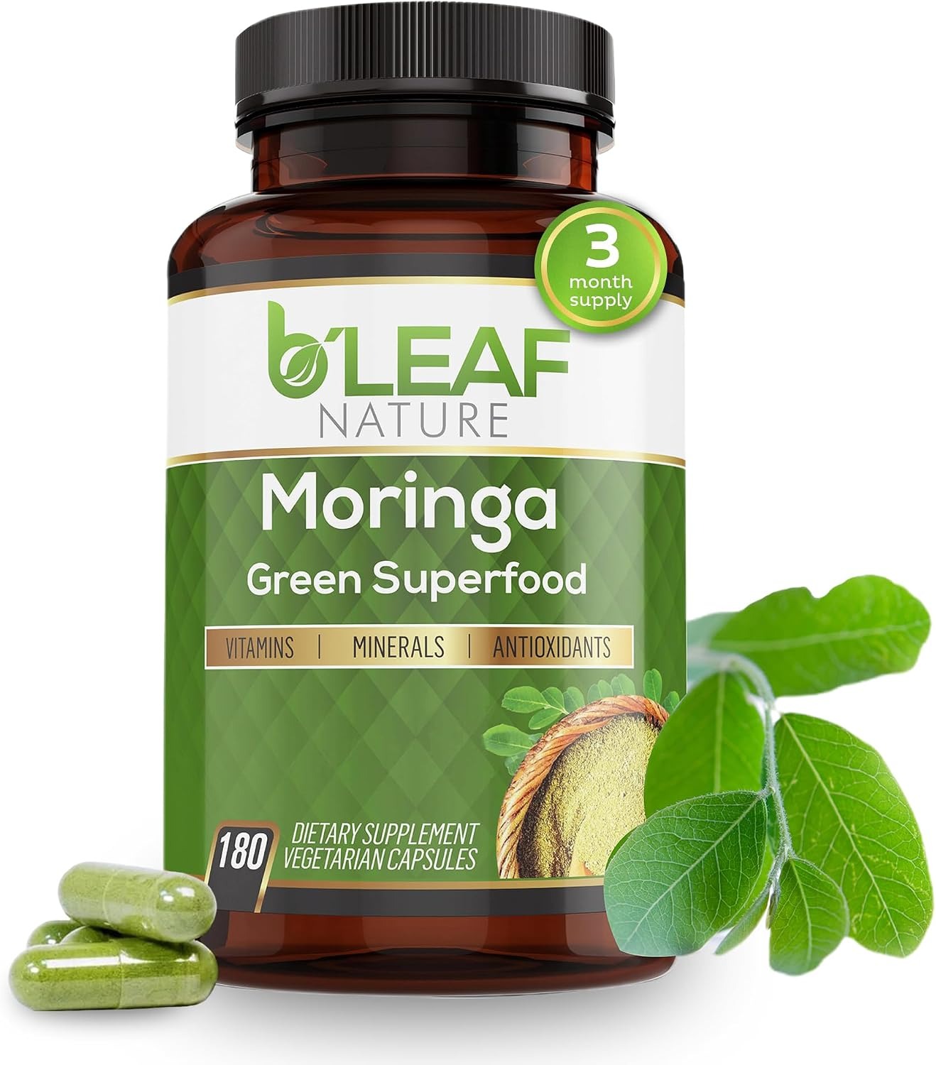 Organic Moringa Leaf Vegan Capsules 1000mg Pakistan