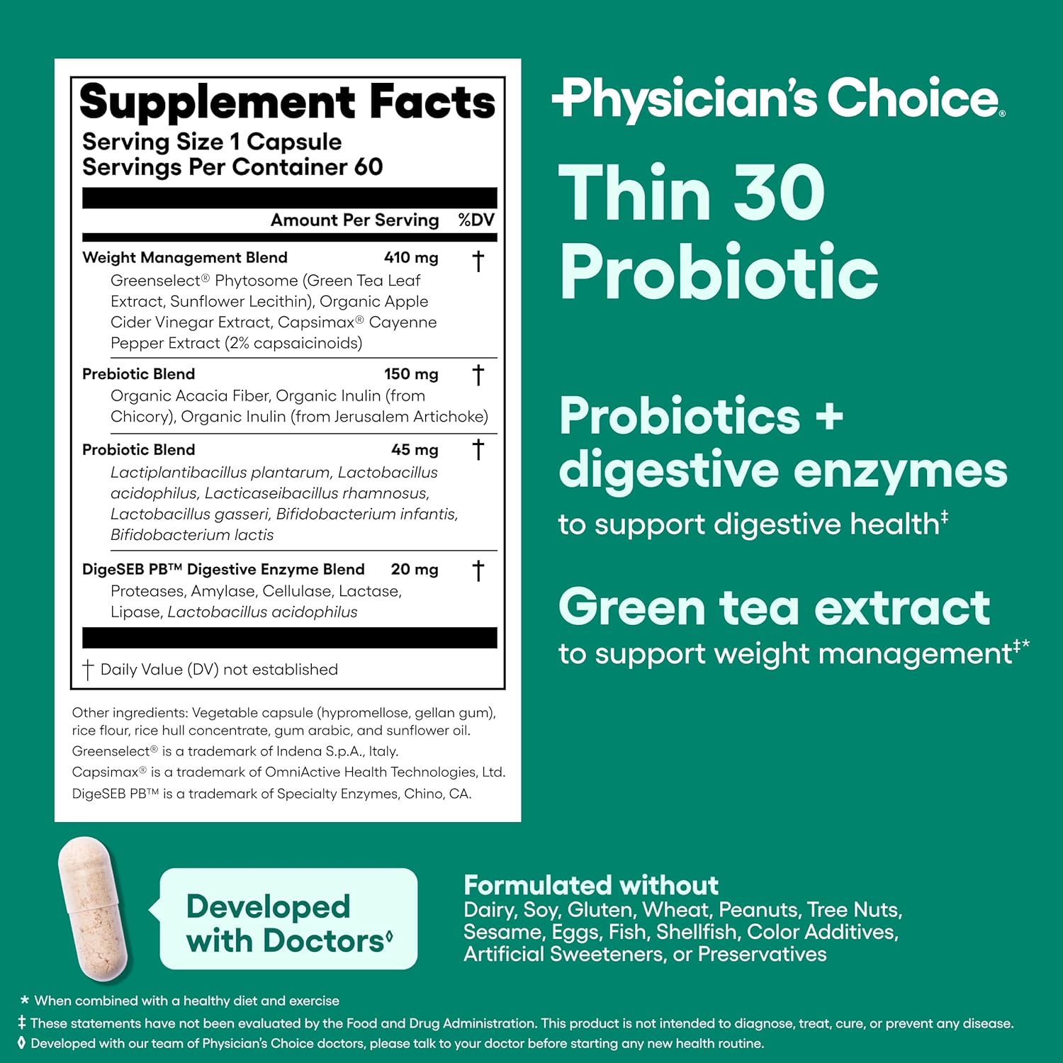 Physicians Choice Thin 30 Probiotic Capsules thumbnail 5