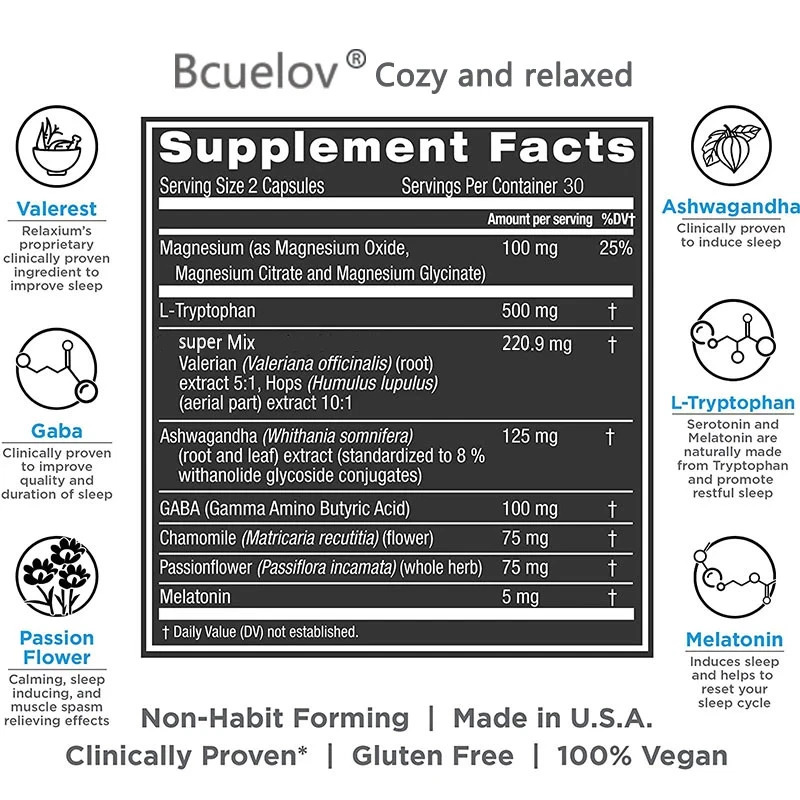 Bcuelov Sleep Aid Melatonin Capsules thumbnail 5