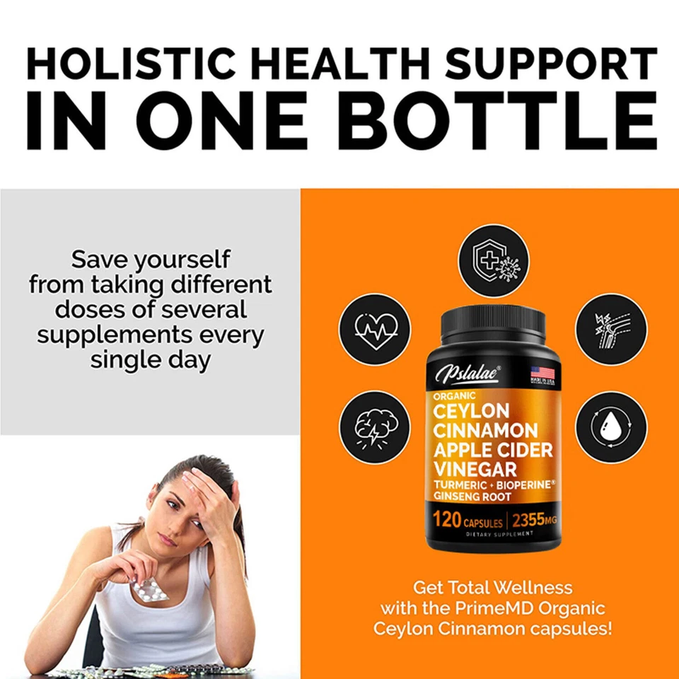 Pslalae Ceylon Cinnamon Apple Cider Vinegar Capsules thumbnail 4