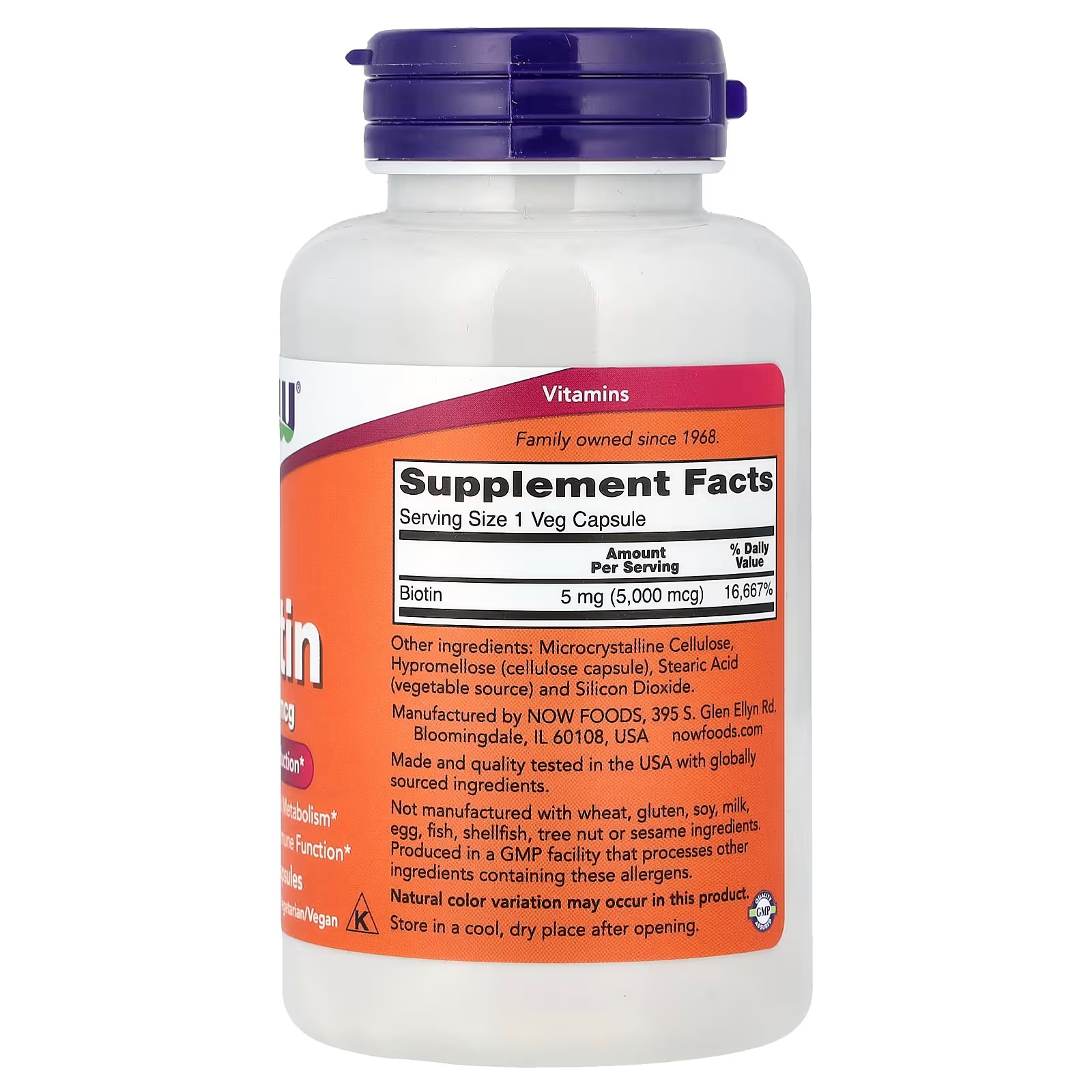 NOW Foods Biotin 5000 mcg Supports Amino Acid Metabolism 120  Capsules thumbnail 2