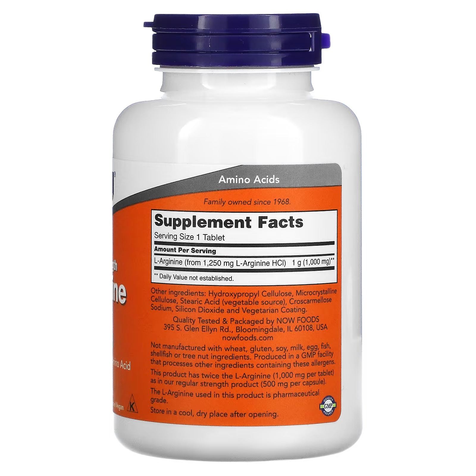 NOW FoodsL-Arginine 1,000 mg Amino Acids 120 Tablets thumbnail 2