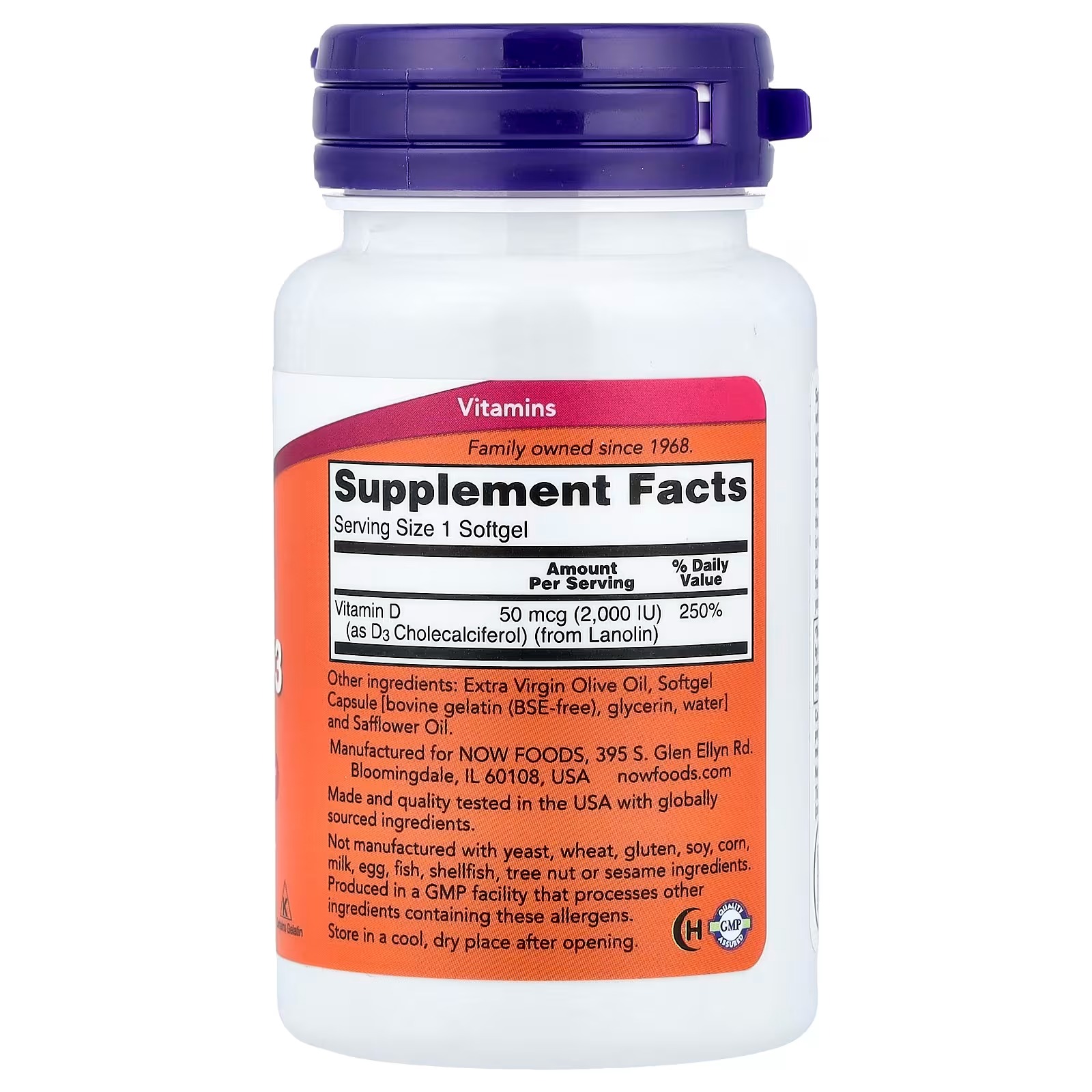 NOW Foods Vitamin D32,000 IU Bone & Immunity Health 120 Softgels thumbnail 2
