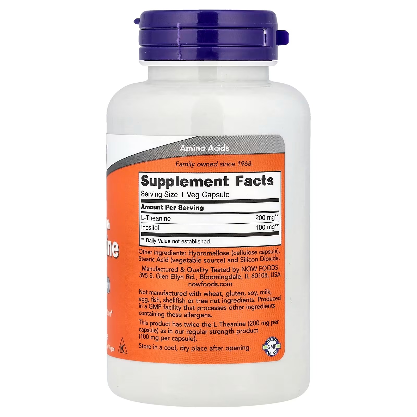 NOW Foods L-Theanine Double Strength 120 Capsules thumbnail 2