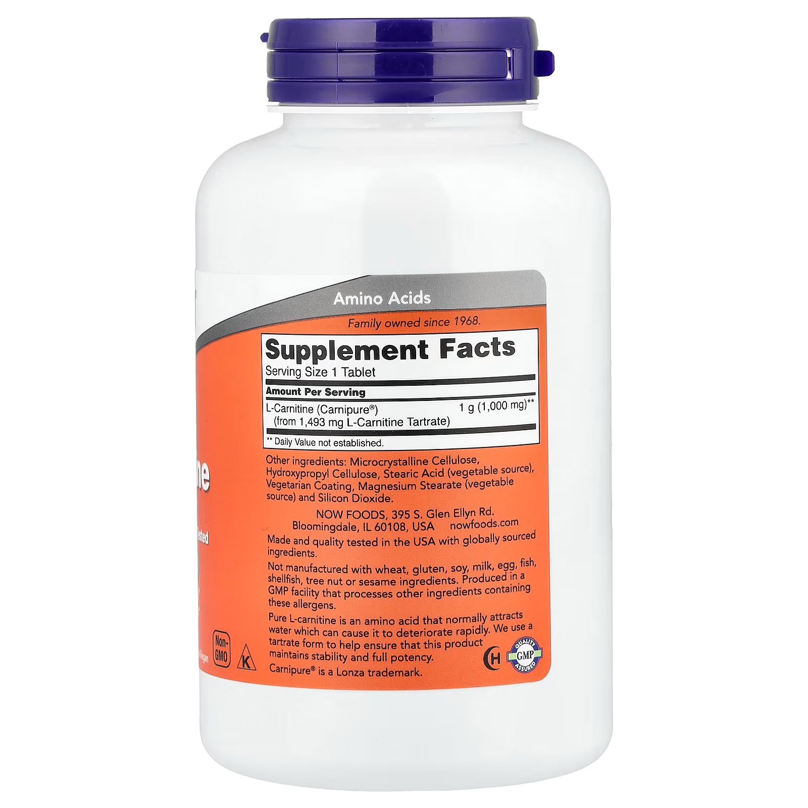 NOW Foods L-Carnitine 1,000 mg Fitness Support 100 Tablets thumbnail 2