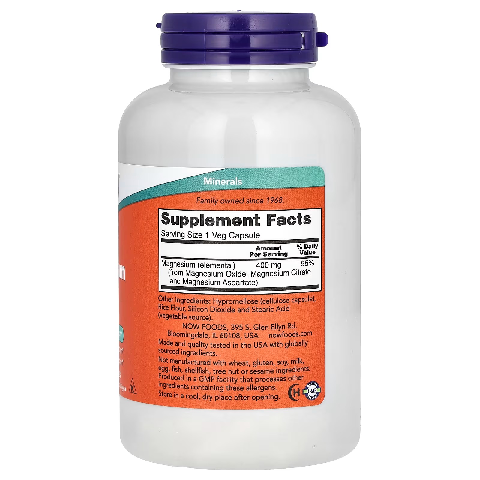 NOW Foods  Magnesium  400 mg 180  Capsules thumbnail 2