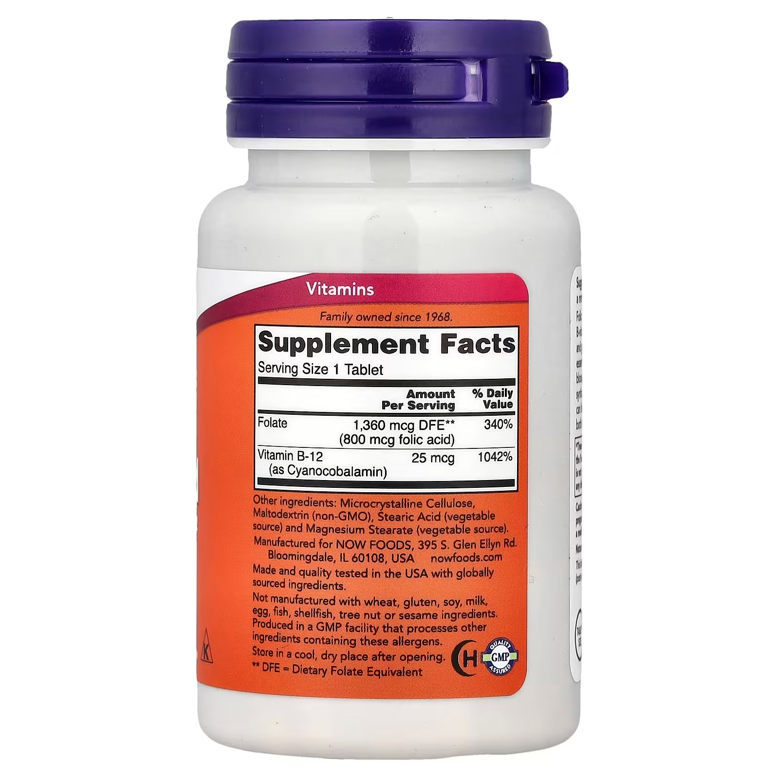 NOW Foods Folic Acid B-Complex Vitamin 250 Tablets thumbnail 2