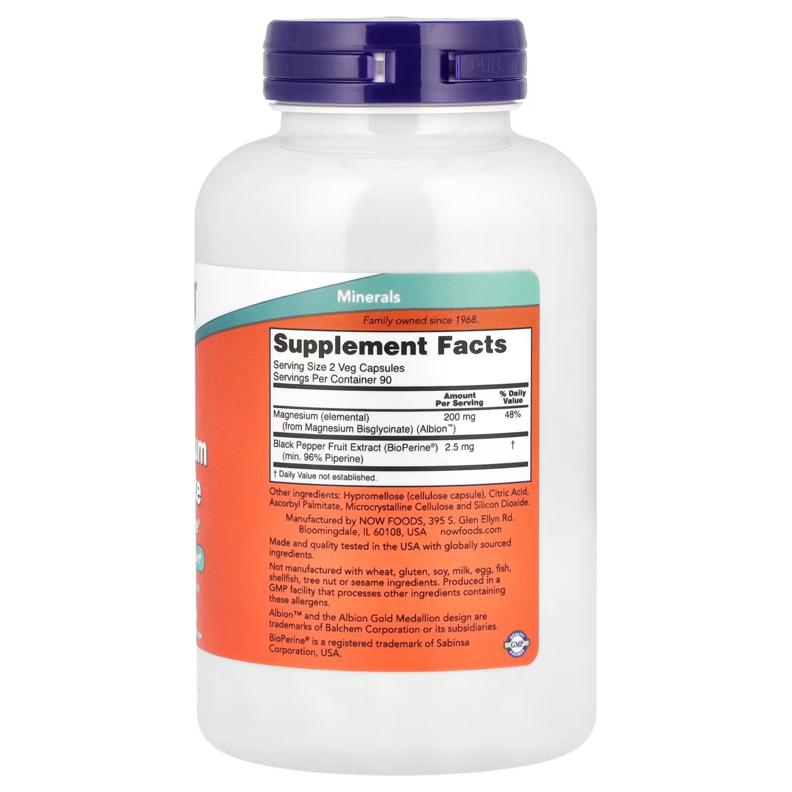 NOW Foods Magnesium Glycinate With BioPerine®180  Capsules thumbnail 2