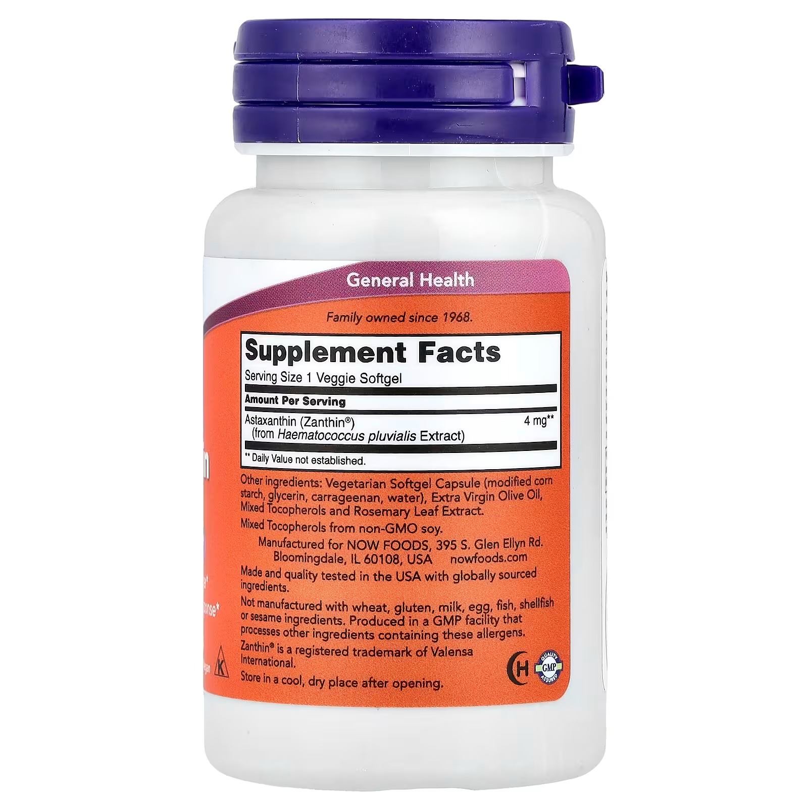 NOW Foods Astaxanthin 4 mg Supports Eye Health 60 Softgels thumbnail 2