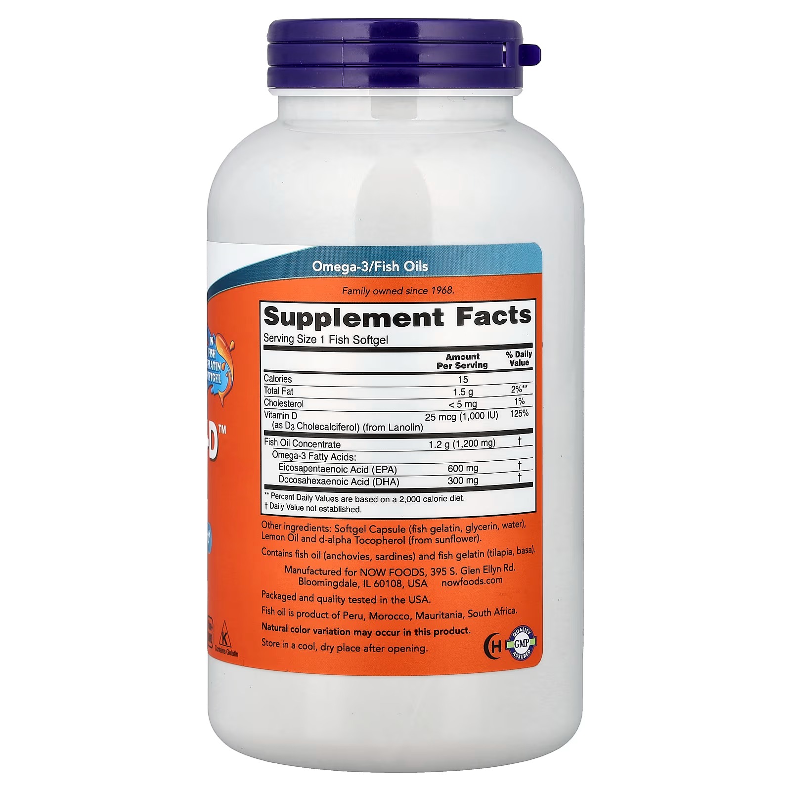 NOW Foods Ultra Omega 3-D™ Fish Oil Cardiovascular Support 180 Fish Softgels thumbnail 2