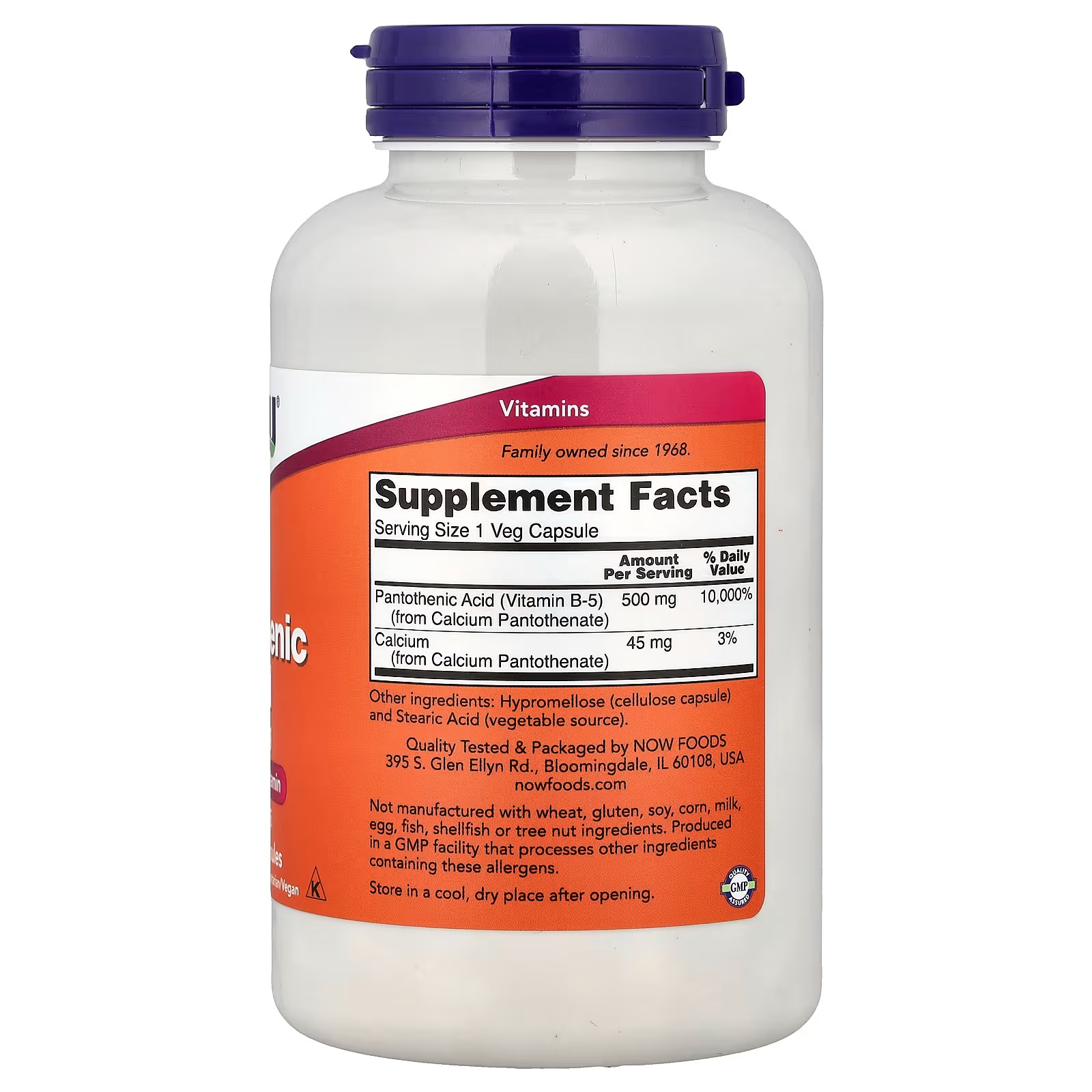 NOW Foods Pantothenic Acid B-Complex Vitamin 250 Capsules thumbnail 2