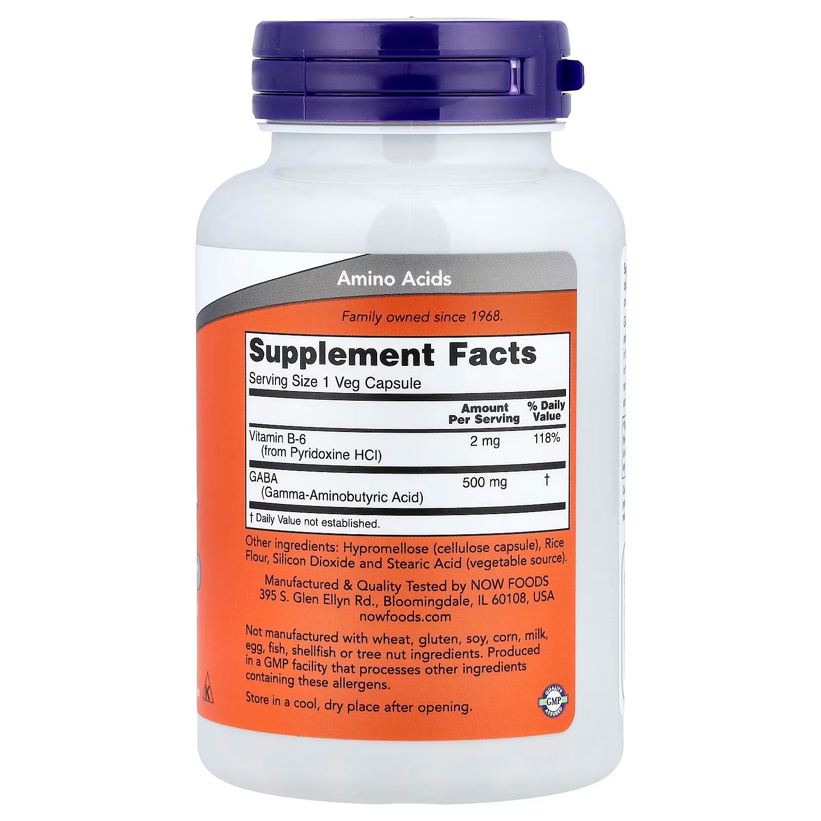 NOW Foods GABA Gamma-Aminobutyric Acid 100 Capsules thumbnail 2