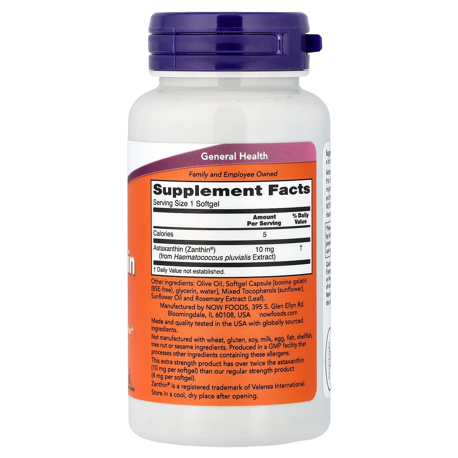 NOW Foods Astaxanthin 10 mg Cellular Protection 60 Softgels thumbnail 2