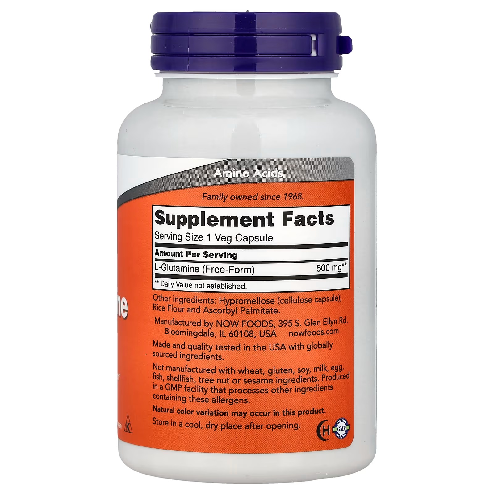 NOW Foods L-Glutamine 500 mg Amino Acid 120 Capsules thumbnail 2