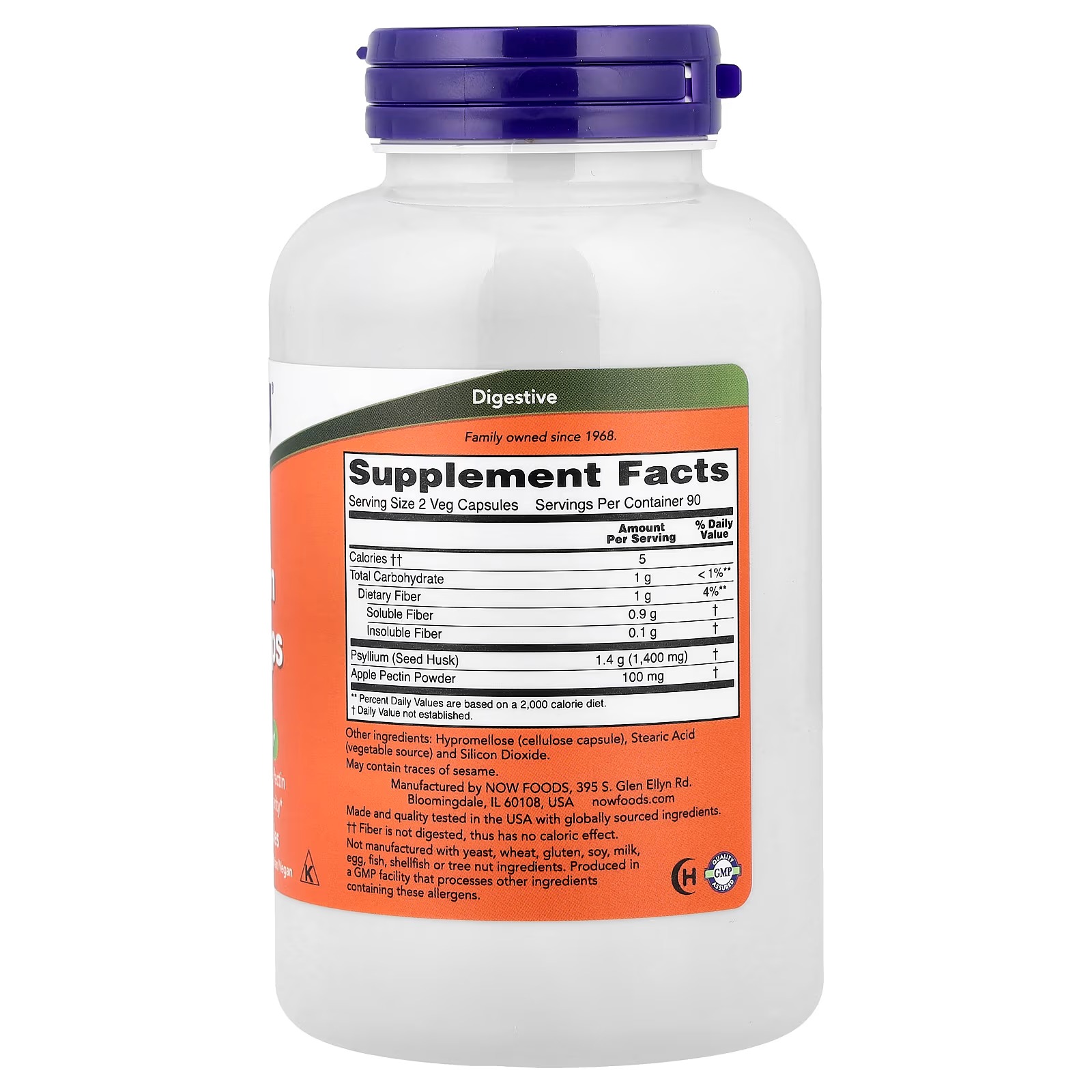 NOW Foods Psyllium Husk Intestinal Health 180 Capsules thumbnail 2