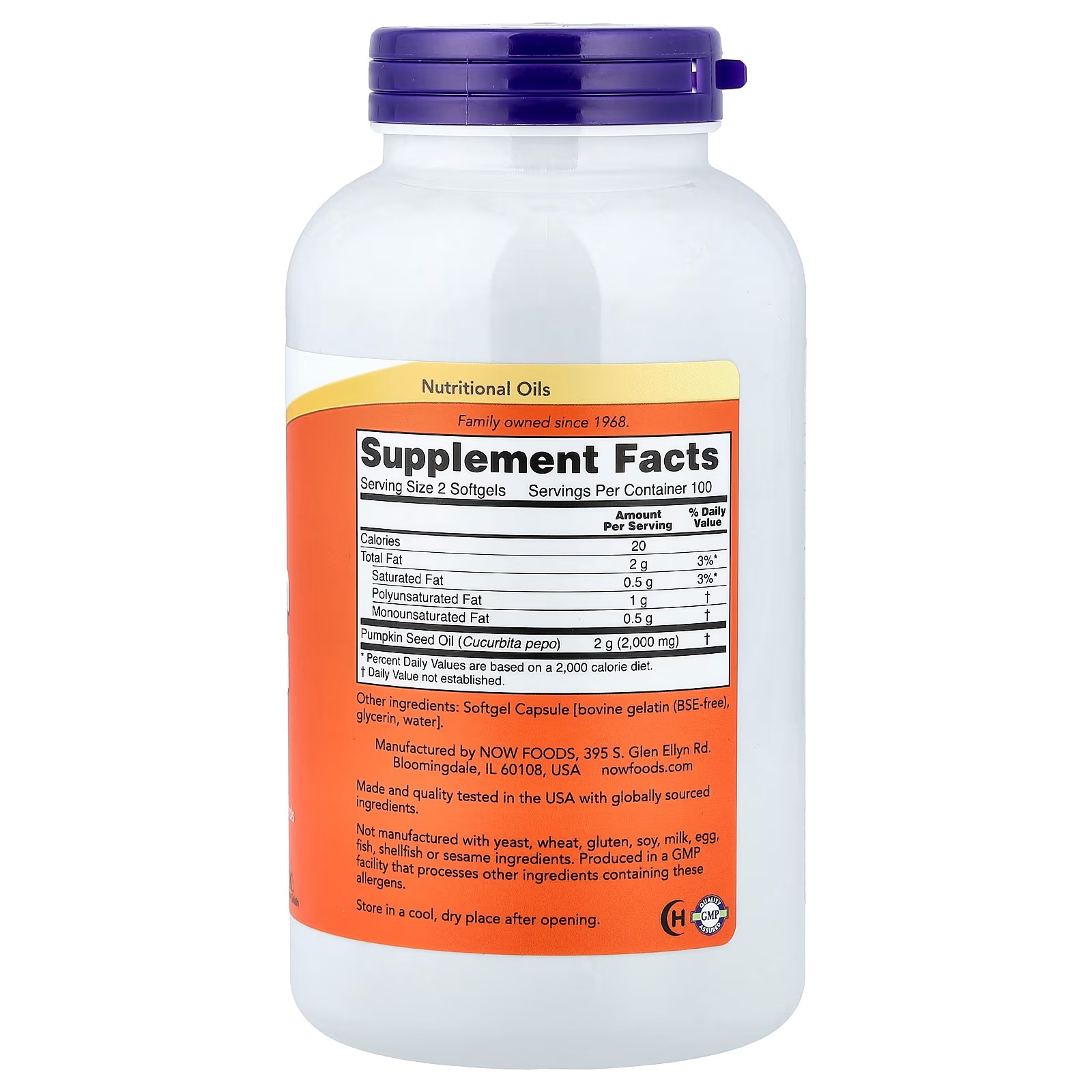 NOW Foods Pumpkin Seed Oil 1000 mg Nutritional Oil 200 Softgels thumbnail 2