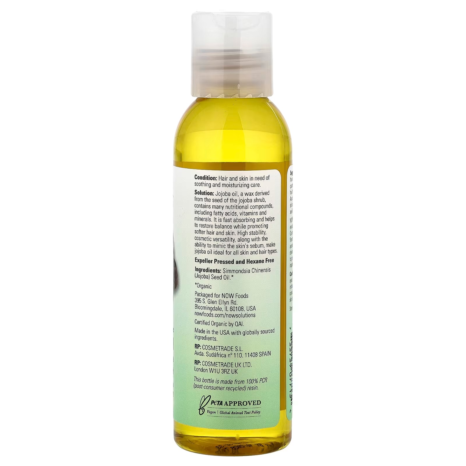 NOW Foods Solutions Certified Organic Jojoba Oil 118 ml thumbnail 2