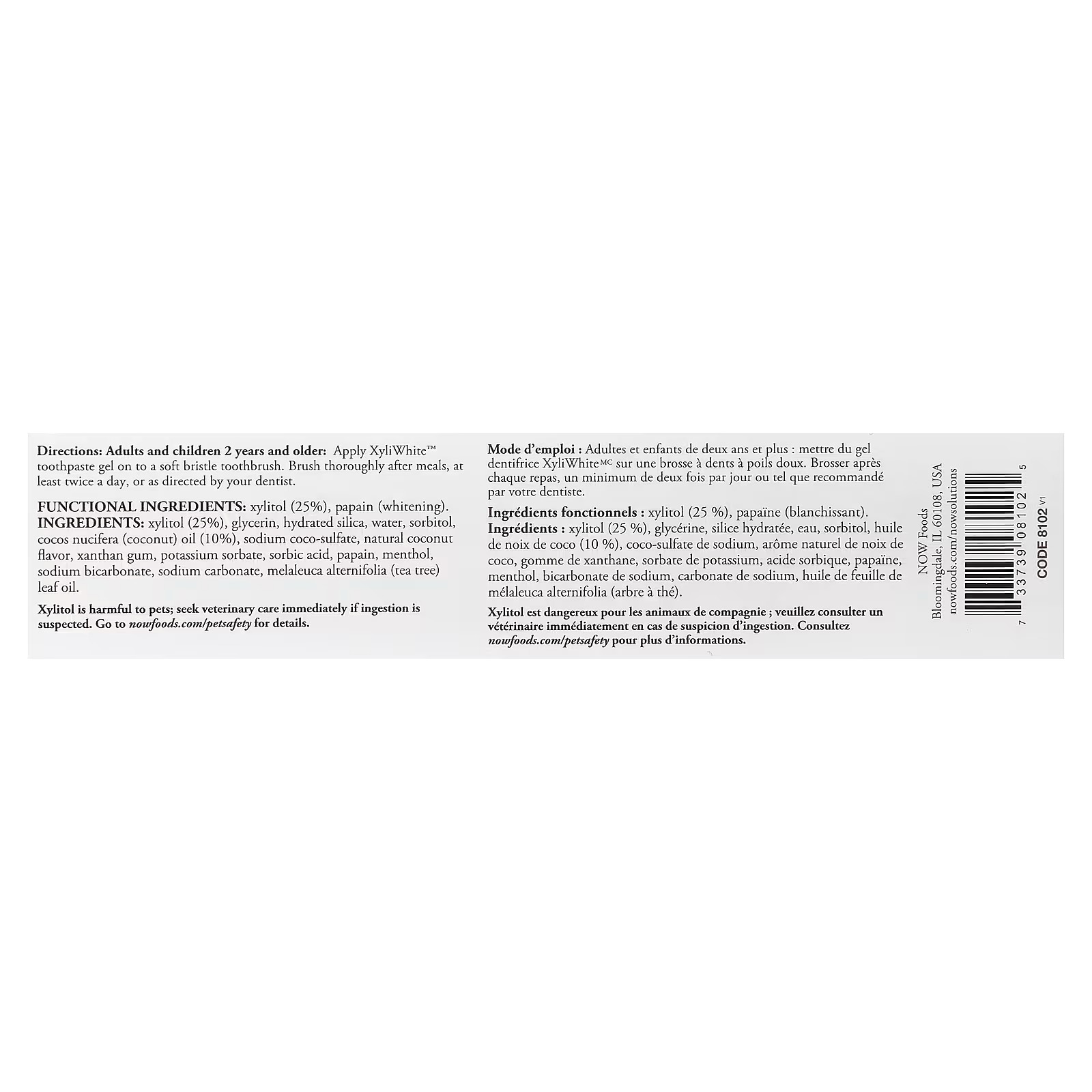 NOW Foods Solutions XyliWhite™ Toothpaste Gel Coconut Oil Mint 181 g thumbnail 2