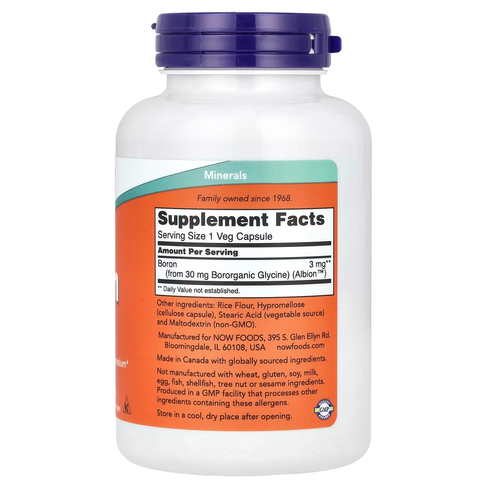 NOW Foods Boron 3 mg Bone Support 250 Capsules thumbnail 2