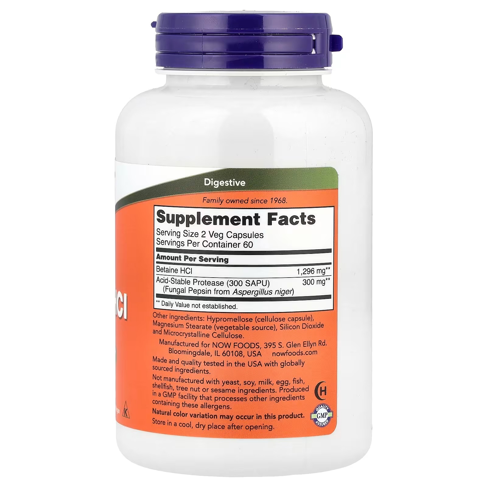 NOW Foods Betaine HCl Digestive Support 120 Capsules thumbnail 2