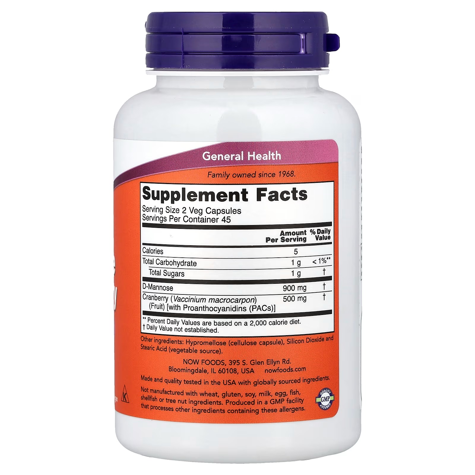 NOW Foods Mannose Cranberry Urinary Tract Health 90 Capsules thumbnail 2