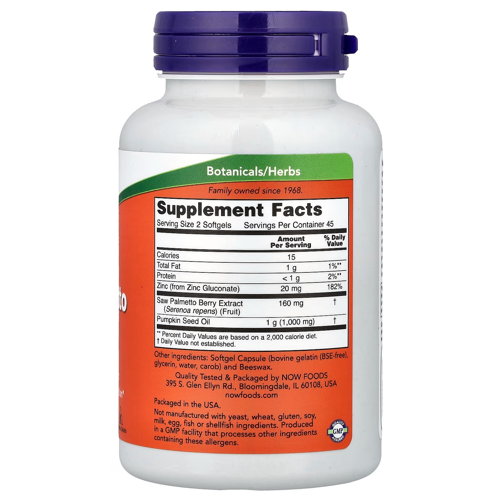 NOW Foods Saw Palmetto Extract Men's Health 90 Softgels thumbnail 2