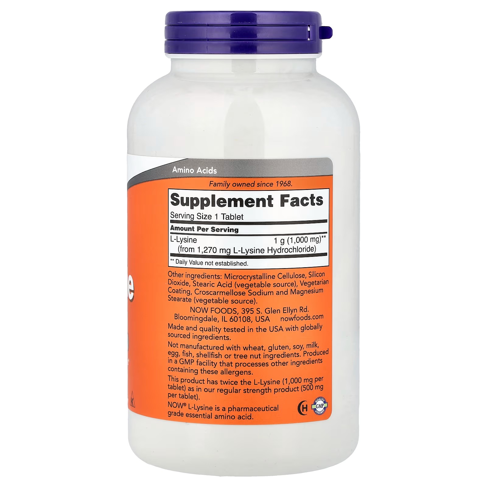 NOW Foods L-Lysine 1000 Double Strength mg 250 Tablets thumbnail 2