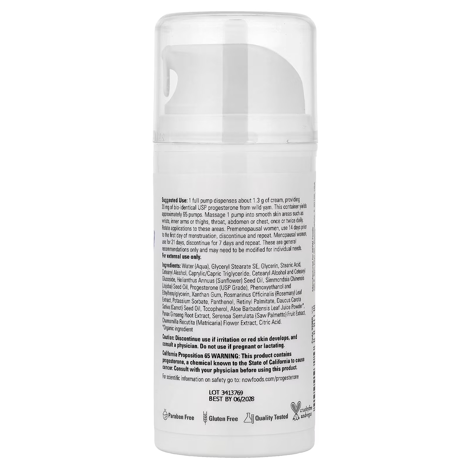 NOW Foods Progesterone from Wild Yam Balancing Skin Cream 85 g thumbnail 2