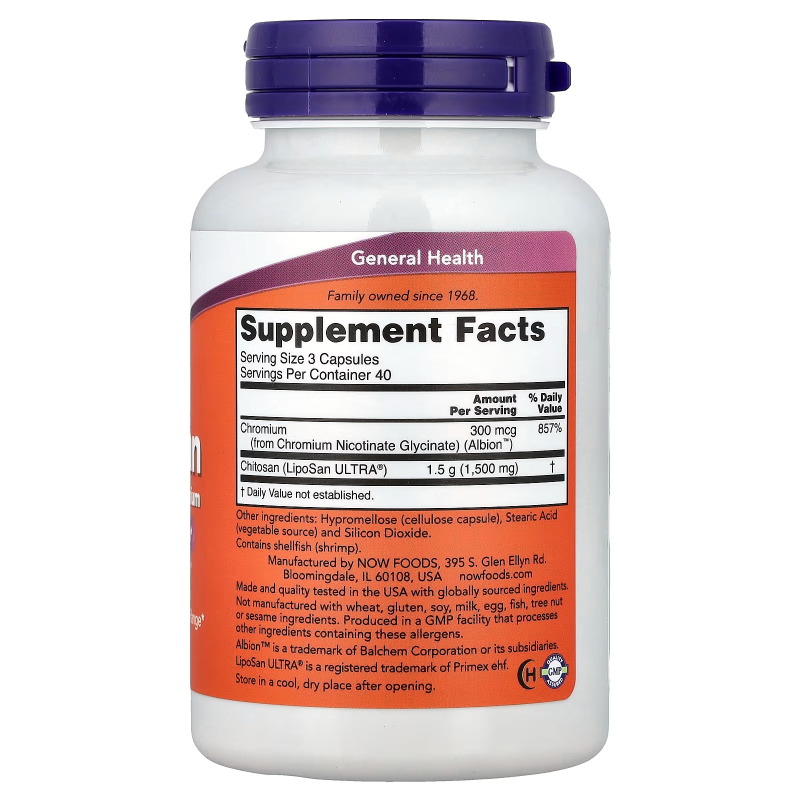 NOW Foods Chitosan plus Chromium Weight Management 120 Capsules thumbnail 2
