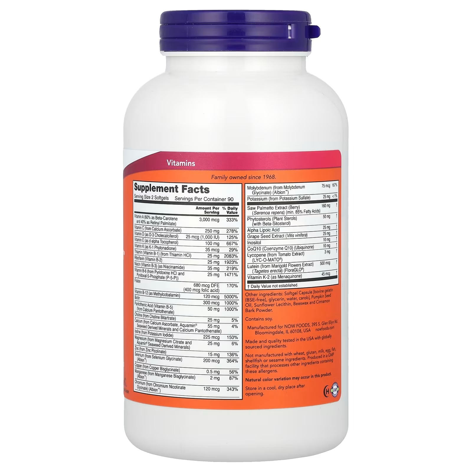 NOW Foods ADAM™Superior Men's Multi 180 Softgels thumbnail 2