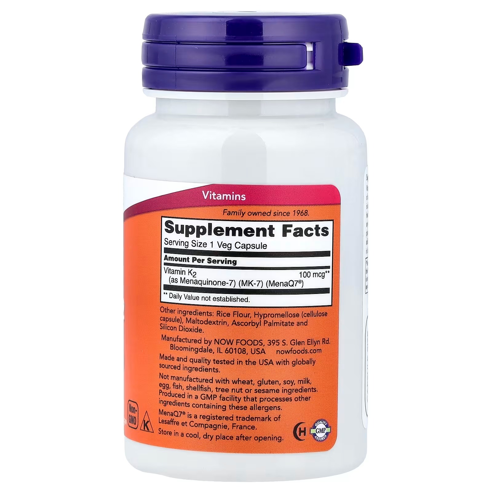 NOW Foods MK-7 Vitamin K-2 100 mcg Supports Bone Health 60  Capsules thumbnail 2