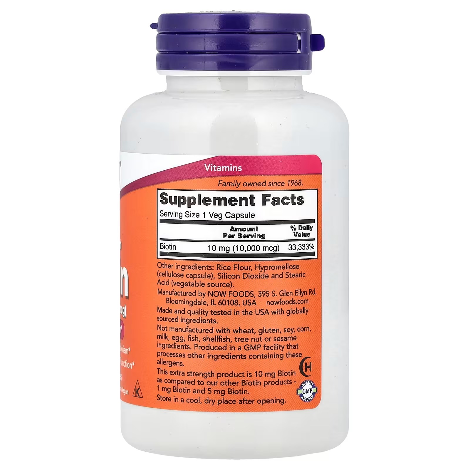 NOW Foods Biotin 10 mg Energy Production 120  Capsules thumbnail 2