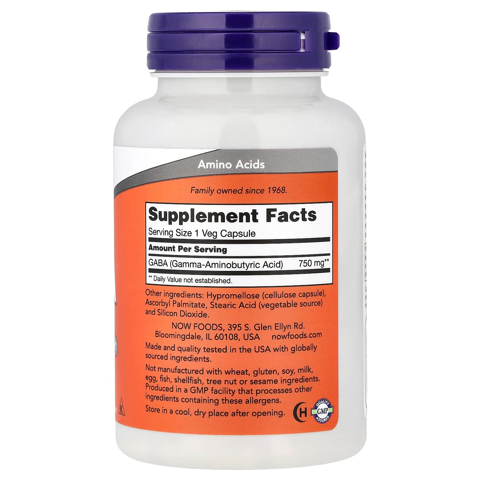 NOW Foods GABA 750 mg Neurotransmitter Support 100 Capsules thumbnail 2
